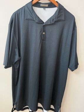 Peter Millar Summer Comfort Polo Shirt XL Gray Micro Dot Stretch